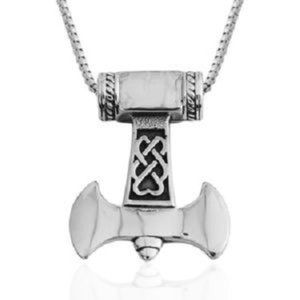 mens Black Oxidized Stainless Steel Axe Pendant